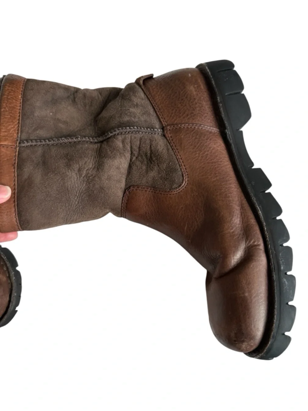 UGG Men's Brown Leather & Suede Insulated Short Boots - Picture 4 of 13